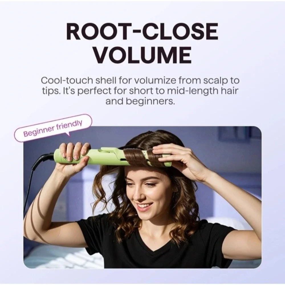 Wavytalk 1 Inch Curling Iron, Airflow Styler with 360° Cooling Air to Lock Green
